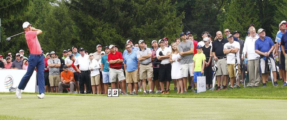 July 1, 2016 - Akron, OH, USA - Golf fans watch the drive of Jordan Spieth fly over the fourth fairway during the second round of the Bridgestone Invitational at Firestone Country Club Friday, July 1, 2016 in Akron, Ohio. Bridgestone Invitational - ZUMAm67_