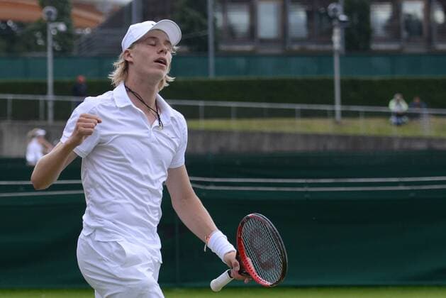 July 1, 2016 - London, England - DENIS SHAPOVALOV of Canada celebrates after winning the Nike Junior International Roehampton tennis tournament. Tennis 2016 - Nike Junior International Roehampton - Day 6 - ZUMAl132