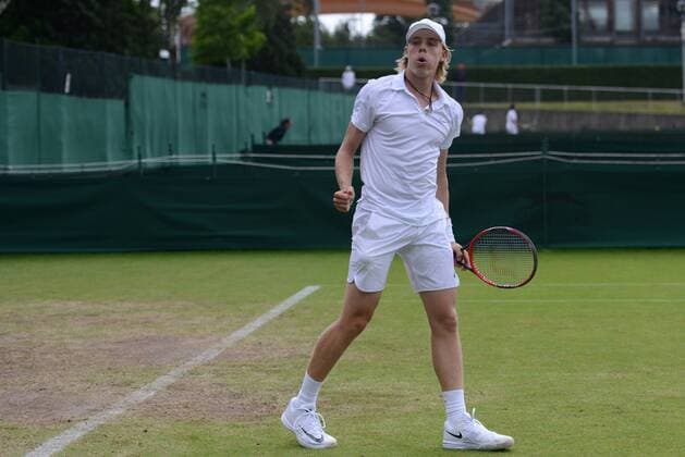 July 1, 2016 - London, England - DENIS SHAPOVALOV of Canada celebrates after winning the Nike Junior International Roehampton tennis tournament. Tennis 2016 - Nike Junior International Roehampton - Day 6 - ZUMAl132