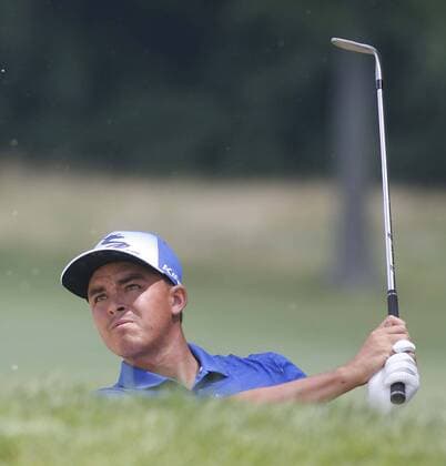 July 1, 2016 - Akron, OH, USA - Rickie Fowler hits out of a bunker onto the 4th green during the second round of the Bridgestone Invitational at Firestone Country Club Friday, July 1, 2016, in Akron, Ohio. Bridgestone Invitational - ZUMAm67_