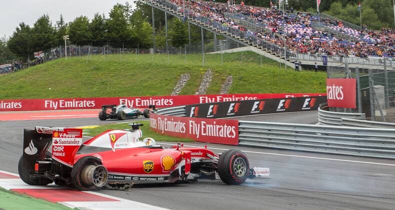 Formel 1, GP von Österreich, Vettel nach Dreher ausgeschieden 03.07.2016, Red Bull Ring, Spielberg, AUT, FIA, Formel 1, Grosser Preis von Oesterreich, Rennen, im Bild Sebastian Vettel (GER) Scuderia Ferrari German Formula One driver Sebastian Vettel of Scuderia Ferrari during the Race for the Austrian Formula One Grand Prix at the Red Bull Ring in Spielberg, Austria on 2016 07 03. -Pressefoto Spielberg EP_ang