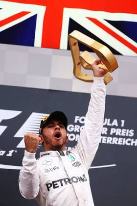 Austrian Grand Prix, Red Bull Ring 30 June - 3 July 2016 03.07.2016 - Race, Race winner Lewis Hamilton (GBR) Mercedes AMG F1 celebrates on the podium. 