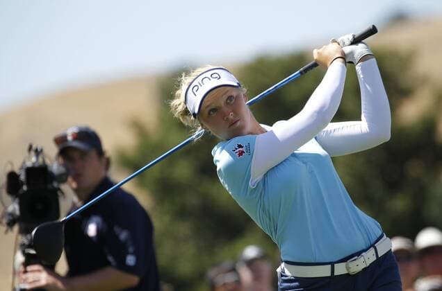07 Jul 2016: Brooke Henderson tees off in early first round action at the LPGA Golf Damen US Women s Open at CordeValle Golf Club in San Martin, CA. GOLF: JUL 07 LPGA - U.S. Women s Open - First Round Icon788160707017 EDITORIAL USE ONLY