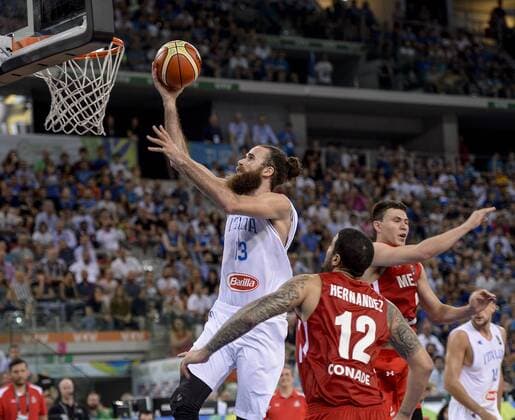Italy: Italy v Mexico - Basketball Luigi Datome in action during the basketball FIBA Olympic qualifying tournament match beetwen Italy and Mexico. Italy wins 79-54 over Mexico.  NicolòxCampo