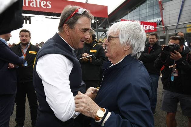Motorsports: FIA Formula One World Championship WM Weltmeisterschaft 2016, Grand Prix of Great Britain, Nigel Mansell (GBR), Bernie Ecclestone (GBR, President and CEO of Formula One Management and Formula One Administration), xHOCHxZWEIx