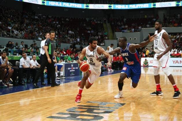 July 10, 2016 - Philippines - France and Canada battled at the Mall of Asia Arena in Pasay City for the FIBA Olympic Qualifying Tournament. France advances to the Olympics by winning the last slot of the qualifying tournament with 83 points versus CanadaÃ¢â‚¬â ¢s 74. World News - July 10, 2016 - ZUMAs166