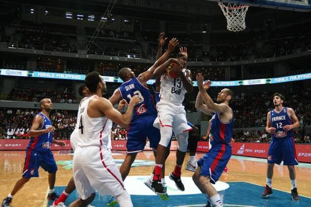 July 10, 2016 - Philippines - France and Canada battled at the Mall of Asia Arena in Pasay City for the FIBA Olympic Qualifying Tournament. France advances to the Olympics by winning the last slot of the qualifying tournament with 83 points versus CanadaÃ¢â‚¬â ¢s 74. World News - July 10, 2016 - ZUMAs166