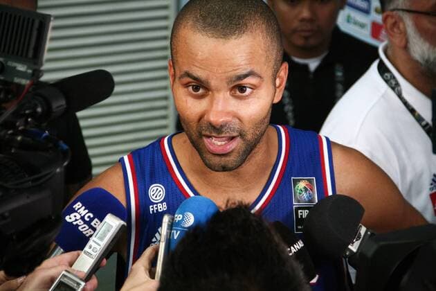 July 10, 2016 - Philippines - NBA Basketball Herren USA player Tony Parker, of team France, talks to the media after leading his team against Canada. France secured a slot to the Olympics in Rio after winning the FIBA Olympic Qualifying tournament held at the Mall of Asia Arena in Pasay City, Metro Manila. World News - July 10, 2016 - ZUMAs166