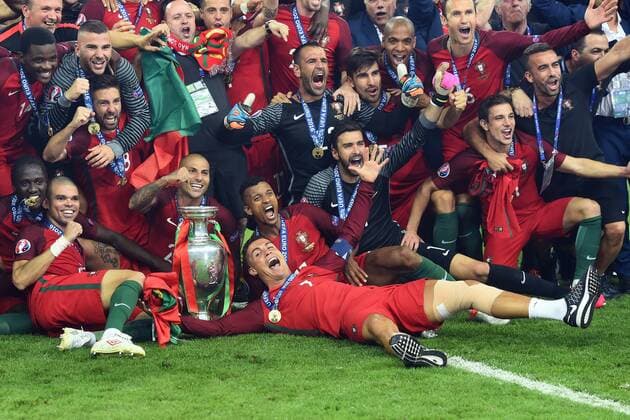celebration end of match Portugal with the cup Paris 10-07-2016 Stade de France Football Euro2016 Portugal - France Finale Final massimoxinsabato