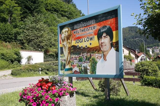 10.07.2016 Schönau im Schwarzwald , DEUTSCHLAND , Plakat nach dem WM Titel 2014 mit Jogi Löw in Schönau 