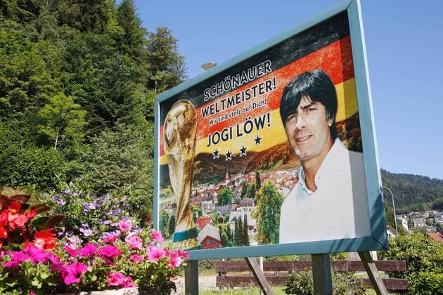 10.07.2016 Schönau im Schwarzwald , DEUTSCHLAND , Plakat nach dem WM Titel 2014 mit Jogi Löw in Schönau 