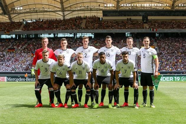 11.07.2016, xjfx, Fussball Europameisterschaft 2016 U19 (U 19), Deutschland - Italien, emspor v.l. Team Deutschland, Mannschaftsfoto Stuttgart