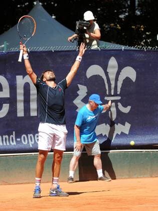 Finale der Saarland-Open, Marvin Netuschil (GER) ist der Sieger in 2016, im Endspiel gegen Filip Horansky (SVK), 6:2 - 6:4, 10.07.16, ITF Turnier Saarland Open, Germany F 6 Futures, beim STC Blau Weiss Saarlouis, Saarlouis Copyright: Franz Eibner-Pressefoto EP_PFZ