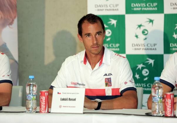 Tennis player Lukas Rosol, member of the Czech Republic Davis Cup team, attends a news conference on Tuesday, July 12, 2016 in Trinec, Czech Republic, prior to the Davis Cup quarterfinal match Czech Republic vs France. (CTKxPhoto PetrxSznapka) CTKPhotoP201607120347901 