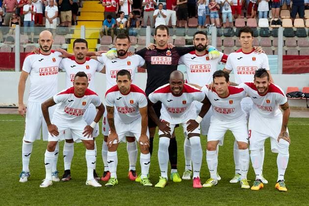 12 07 2016 Hibernians Stadium, Paola, Malta UEFA Champions League Second Qualifying Round, First Leg Valletta FC v Red Star Belgrade 1-2 Valletta FC of Malta pose for the team photo prior to the UEFA Champions League, second qualifying round, first leg match at the Hibernians Stadium in Paola, Malta against Red Star Belgrade of Serbia. Valletta FC v Red Star Belgrade - UEFA Champions League 2016 17 VALL_RSB_16
