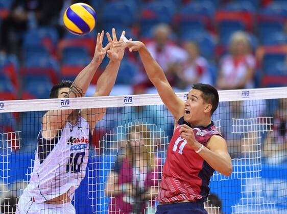 2016.07.14 Krakow Siatkowka - Nationalteam - 2016 Finaly Wlochy - USA N z Filippo Lanza (ITA) Micah Christenson (USA) - 2016.07.14 Krakow FIVB Volleyball World League Finals Italy vs USA Filippo Lanza (ITA) Micah Christenson (USA) - 