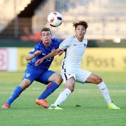 Marijan Cabraja ( Kroatien ) Amine Harit ( Frankreich ), Kroatien vs Frankreich, U-19-Fussball-Europameisterschaft 2016 , Fussball, 15.07.2016, Aalen Copyright: Langer Eibner-Pressefoto EP_HLR