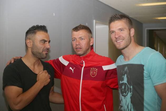 Wuppertaler SV Legenden - Bundesligaallstars, 16.07.2016 -- vl; Mahir Saglik, Mike Rietpietsch und Tobias Damm ( alle EX Wuppertaler)