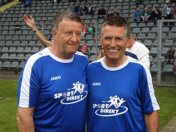 Wuppertaler SV Legenden - Bundesligaallstars, 16.07.2016 -- Detlev Webers ( links ) und Jürgen Lehr (Wuppertaler SV )