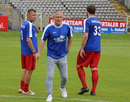 Wuppertaler SV Legenden - Bundesligaallstars, 16.07.2016 -- Mike Rietpietsch, Ferry Schmidt und Sascha Samulewiz ( alleEx Wuppertaler)