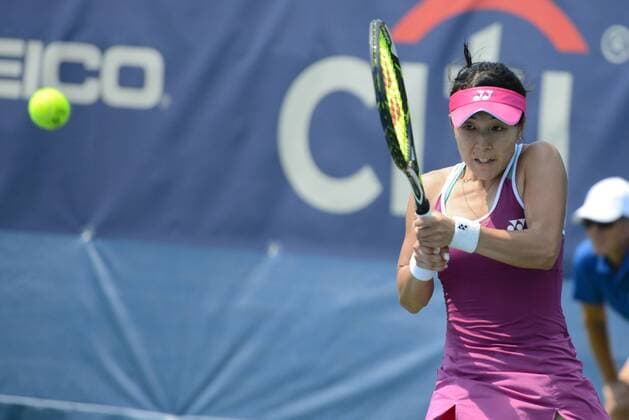 July 17, 2016 - Washington D.C, United States - HIROKO KUWATA of Japan in her second round qualifying match at the Citi Open tennis tournament in Washington D.C. Tennis 2016 - Citi Open - Qualifying Day Two - ZUMAl132
