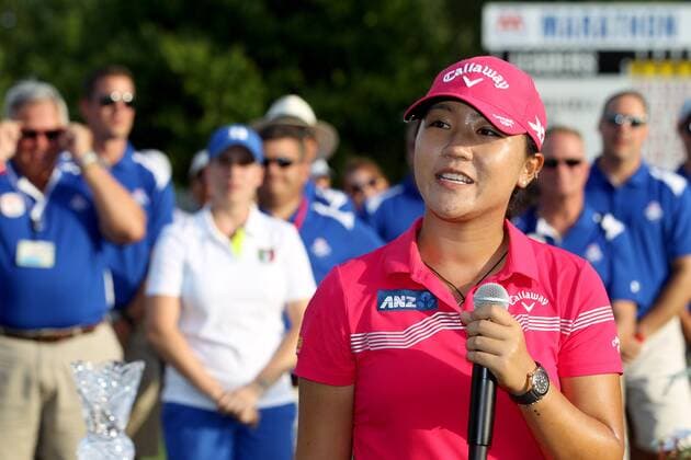 July 17, 2016 - Sylvania, Ohio, United States - Lydia Ko of New Zealand speaks during the award ceremony after winning the final round of the Marathon LPGA Golf Damen Classic golf tournament at Highland Meadows Golf Club in Sylvania, Ohio USA, on Sunday, July 17, 2016. Marathon Classic Presented By Owens Corning And O-I - Final Round  - ZUMAn230