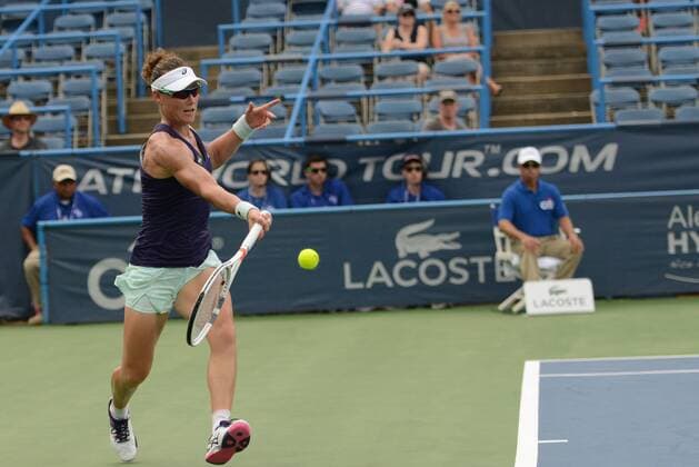 July 18, 2016 - Washington D.C, United States - SAMANTHA STOSUR of Australia in her first round match vs. A. Kudryavtseva in the Citi Open tennis tournament in Washington D.C. Tennis 2016 - Citi Open - Day One - ZUMAl132