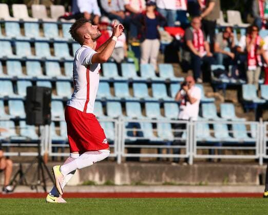 SOCCER - CL quali, Liepaja vs RBS LIEPAJA,LATVIA,19.JUL.16 - SOCCER - UEFA Champions League, qualification, FK Liepaja vs Red Bull Salzburg. Image shows the rejoicing of Valon Berisha (RBS). GEPAxpictures xFelixxRoittner