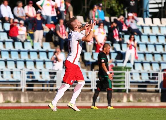 SOCCER - CL quali, Liepaja vs RBS LIEPAJA,LATVIA,19.JUL.16 - SOCCER - UEFA Champions League, qualification, FK Liepaja vs Red Bull Salzburg. Image shows the rejoicing of Valon Berisha (RBS). GEPAxpictures xFelixxRoittner