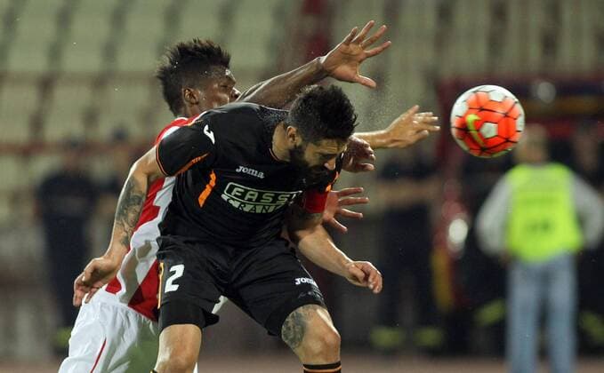 19.07.2016 Belgrade(Serbia) FK Crvena Zvezda(FC Red Star)-FC Valletta UEFA Champions League qualify 2nd leg men s football Jonathan Caruana(R) FC Valletta scoring first goal on match : 