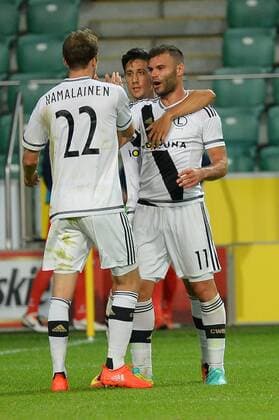 WARSZAWA 19.07.2010 Europa League Quali - 2016 2017 LEGIA WARSZAWA HSK ZRINJSKI MOSTAR NZ KASPER HAMALAINEN MIHAIL ALEKSANDROV NEMANJA NIKOLICRADOSC -  MBI20160719_0096