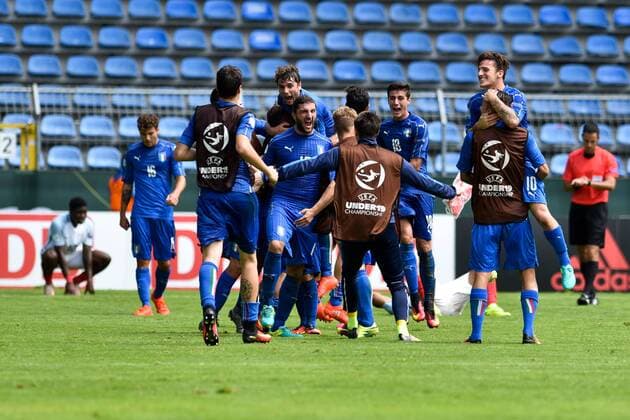 GER, UEFA U19 EURO 2016, Halbfinale, England (ENG) vs Italien (ITA) 21.07.2016, Hardtwaldstadion, Sandhausen, GER, UEFA U19 EURO 2016, Play-Off, im Bild: Jubel bei Italien ueber den 2:1-Sieg nordphotox xFabisch
