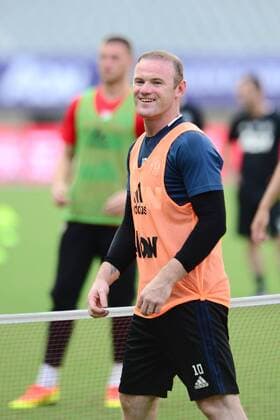 Wayne Rooney of Manchester United ManU reacts during a training session for the Shanghai match of the 2016 International Champions Cup China in Shanghai, China, 21 July 2016. Manchester United footballers prepare for International Champions Cup China 20160721_09104