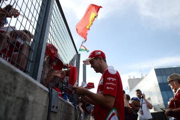 Formel 1, GP von Ungarn, Training Hungarian Grand Prix, Hungaroring, Budapest 21 - 24 July 2016 21.07.2016 - Autograph session, Sebastian Vettel (GER) Scuderia Ferrari SF16-H 