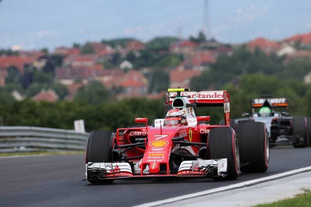 Hungarian Grand Prix, Hungaroring, Budapest 21 - 24 July 2016 22.07.2016 - Free Practice 1, Kimi Raikkonen (FIN) Scuderia Ferrari SF16-H and Nico Hulkenberg (GER) Sahara Force India F1 VJM09 