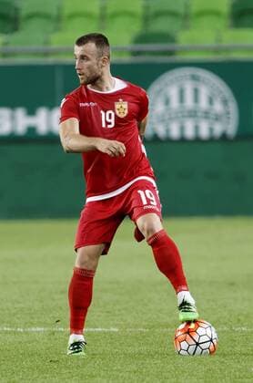 BUDAPEST, HUNGARY - JULY 20: Lorenc Trashi of FK Partizani controls the ball during the UEFA Champions League Qualifying Round match between Ferencvarosi TC and FK Partizani at Groupama Arena on July 20, 2016 in Budapest, Hungary. LaszloxSzirtesi 