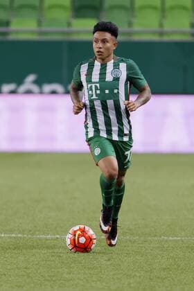 BUDAPEST, HUNGARY - JULY 20: Cristian Ramirez of Ferencvarosi TC controls the ball during the UEFA Champions League Qualifying Round match between Ferencvarosi TC and FK Partizani at Groupama Arena on July 20, 2016 in Budapest, Hungary. LaszloxSzirtesi 