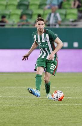 BUDAPEST, HUNGARY - JULY 20: Zoltan Gera of Ferencvarosi TC passes the ball during the UEFA Champions League Qualifying Round match between Ferencvarosi TC and FK Partizani at Groupama Arena on July 20, 2016 in Budapest, Hungary. LaszloxSzirtesi 