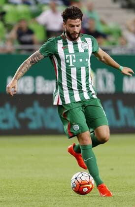 BUDAPEST, HUNGARY - JULY 20: Marco Djuricin of Ferencvarosi TC controls the ball during the UEFA Champions League Qualifying Round match between Ferencvarosi TC and FK Partizani at Groupama Arena on July 20, 2016 in Budapest, Hungary. LaszloxSzirtesi 