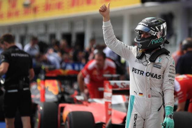 23.07.2016. The Hungaroring Mogyor& xf3;d, Hungary. Formula 1 grand prix of Hungary, qualifying sessions. Mercedes AMG Petronas W07 Hybrid & x2013; Nico Rosberg. In a wet and disjointed session, the course was red flagged multiple times, due to standing water on the track. Rosberg took pole as Hamilton was held up on his final qualifying lap and Hamilton was 2nd. xLeannexBoonx  ActionPlus11764436