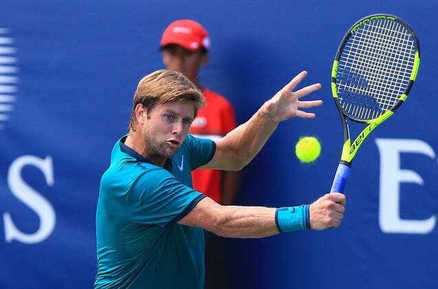 TORONTO, July 23, 2016 -- Ryan Harrison of the United States returns the ball against Sam Barry of Ireland during the first round of men s singles qualifying match at the 2016 Rogers Cup in Toronto, Canada, July 23, 2016. Ryan Harrison won 2-0. )(hcs) (SP)CANADA-TORONTO-TENNIS-ROGERS CUP-MEN S SINGLES-QUALIFYING ZouxZheng 