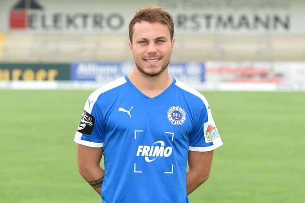 Fußball 3. Liga, Porträttermin 2016 2017 Sportfreunde Lotte am 23.07.2016 im FRIMO Stadion in Lotte Nico Granatowski (Lotte) mt