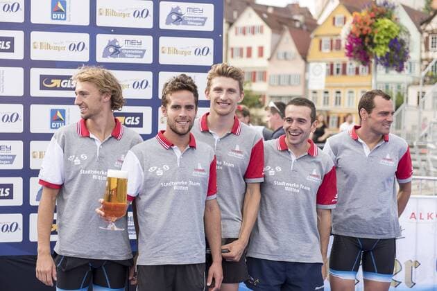 Team Stadtwerke Witten, 1. Bitburger 0,0% Triathlon-Bundesliga, Herren, Mey Generalbau Citytriathlon Tuebingen, DTU-Roadshow 2016, Deutsche Triathlon Union, 24.07.2016, Tuebingen Copyright: Walther Eibner-Pressefoto EP_SWR