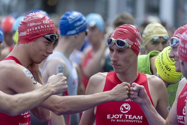 Team EJOT TV Buschhuetten, 1. Bitburger 0,0% Triathlon-Bundesliga, Herren, Mey Generalbau Citytriathlon Tuebingen, DTU-Roadshow 2016, Deutsche Triathlon Union, 24.07.2016, Tuebingen Copyright: Walther Eibner-Pressefoto EP_SWR