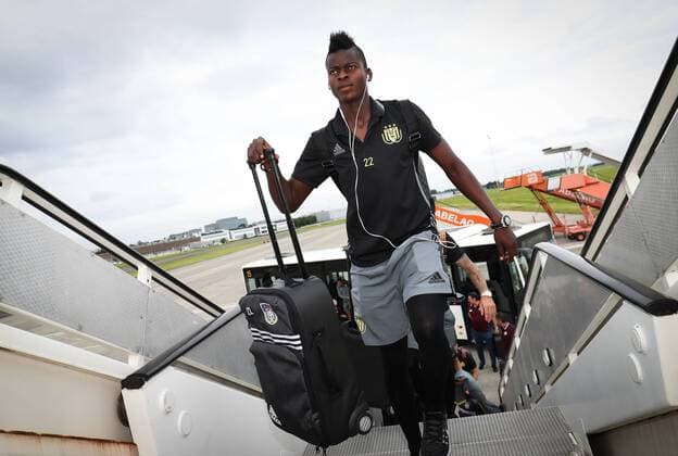 Anderlecht s Idrissa Doumbia pictured during the departure of Belgian first league soccer team RSC Anderlecht, Monday 25 July 2016 in Brussels airport, on their way to Rostov, Russia. Tomorrow Anderlecht is playing the first leg of the third qualification round for the Champions League competition against Russian team FC Rostov. VIRGINIExLEFOUR  x04898446x