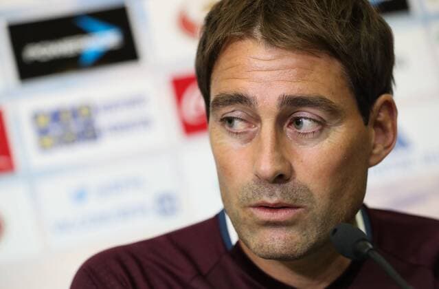 Anderlecht s head coach Rene Weiler pictured during a press conference PK Pressekonferenz of Belgian first league soccer team RSC Anderlecht in Rostov-on-Don, Russia, Monday 25 July 2016. Tomorrow Anderlecht is playing the first leg of the third qualification round for the Champions League competition against Russian team FC Rostov. VIRGINIExLEFOUR  x04898645x