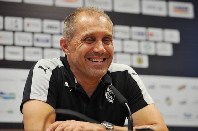 Coach of Viktoria Plzen Roman Pivarnik speaks during the press conference PK Pressekonferenz prior to 3rd qualifying round of football Champions League, 1st leg: Viktoria Plzen vs Karabach in Plzen, Czech Republic, July 25, 2016. (CTKxPhoto PavelxNemecek) CTKPhotoP201607250684201  nmc3