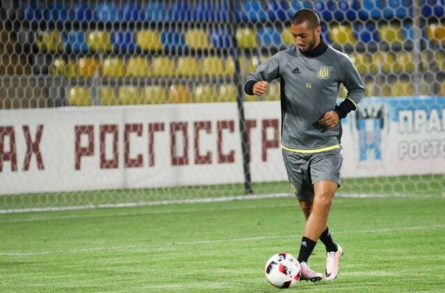 Anderlecht s Sofiane Hanni pictured during a training session of Belgian first league soccer team RSC Anderlecht in Rostov-on-Don, Russia, Monday 25 July 2016. Tomorrow Anderlecht is playing the first leg of the third qualification round for the Champions League competition against Russian team FC Rostov. VIRGINIExLEFOUR  x04898678x