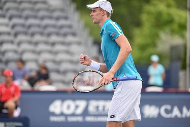 July 25, 2016: Kevin Anderson of South Africa reacts after winning during his first round match of the Rogers Cup tournament at the Aviva Centre in Toronto, Ontario, Canada on July 25, 2016. Cal Media TENNIS 2016 - Rogers Cup Toronto July 25 - ZUMAc04_