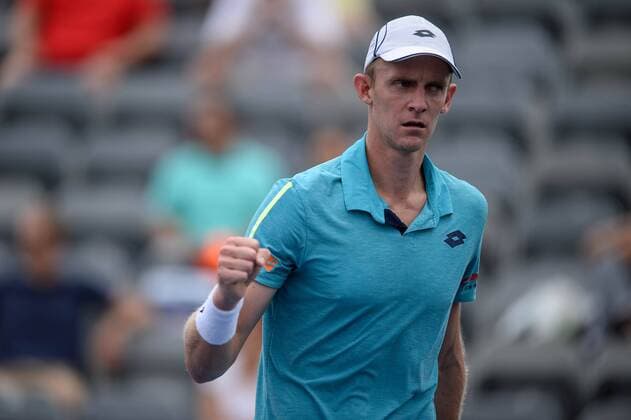 July 25, 2016: Kevin Anderson of South Africa reacts after winning a point against Viktor Troicki of Serbia & Montenegro during their first round match of the Rogers Cup tournament at the Aviva Centre in Toronto, Ontario, Canada on July 25, 2016. Cal Media TENNIS 2016 - Rogers Cup Toronto July 25 - ZUMAc04_